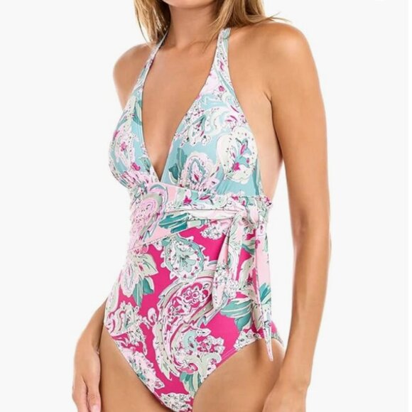 Carmen Marc Valvo Women Bellagio Paisley Tie One Pic Swimsuit Multi Size 6 8049